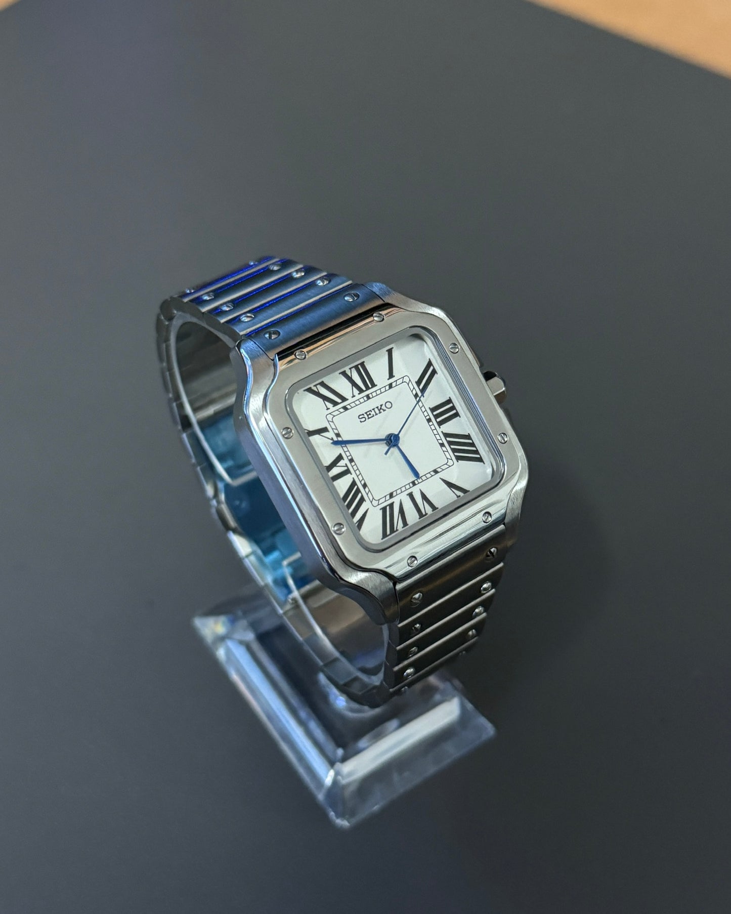 Santos: Stainless Steel White Dial Roman Markers