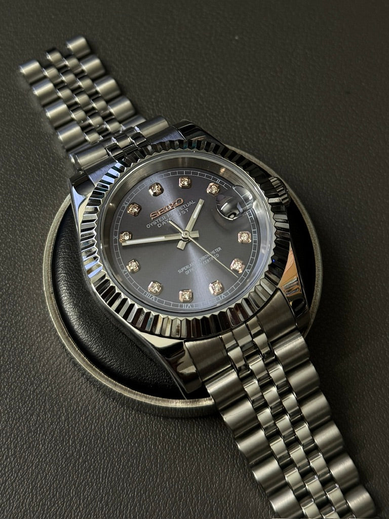DateJust: Stainless Steel Purple Dial Gem Markers w/ Jubilee Bracelet