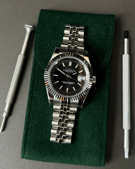 DateJust: Stainless Steel Black Dial Stick Markers w/ Jubilee Bracelet