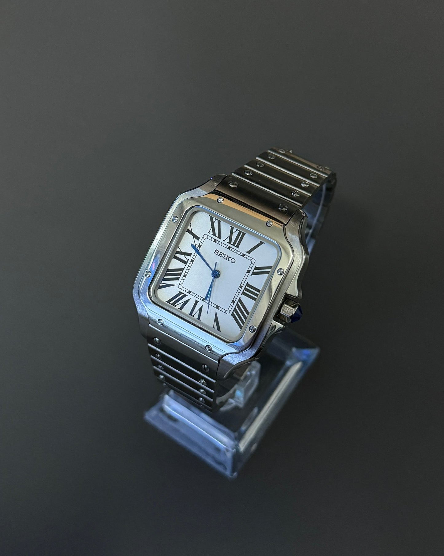 Santos: Stainless Steel White Dial Roman Markers