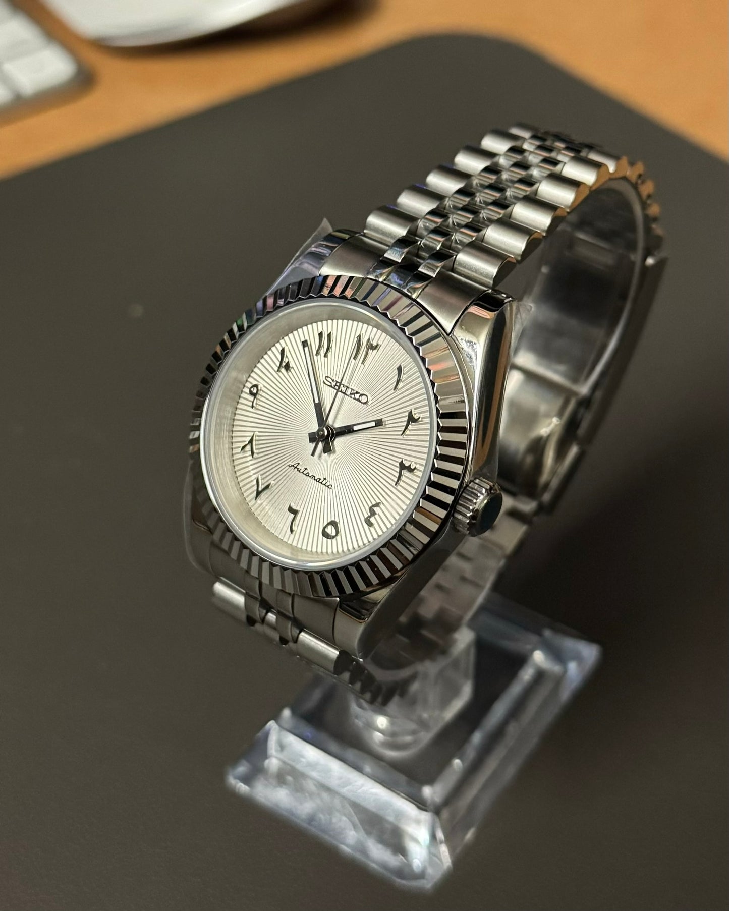 DateJust: Stainless Steel Guilloche White Dial Arabic Markers w/ Jubilee Bracelet