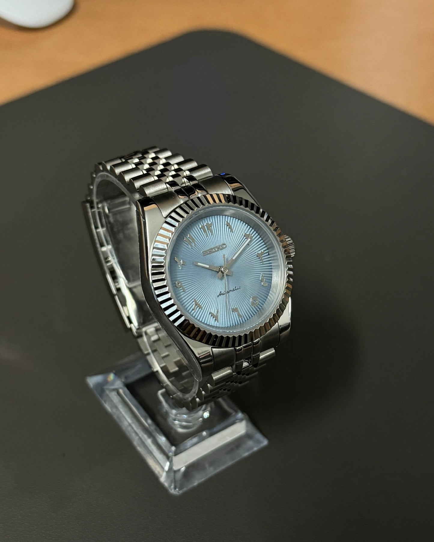 DateJust: Stainless Steel Ice Blue Arabic marker Dial on Jubilee Bracelet