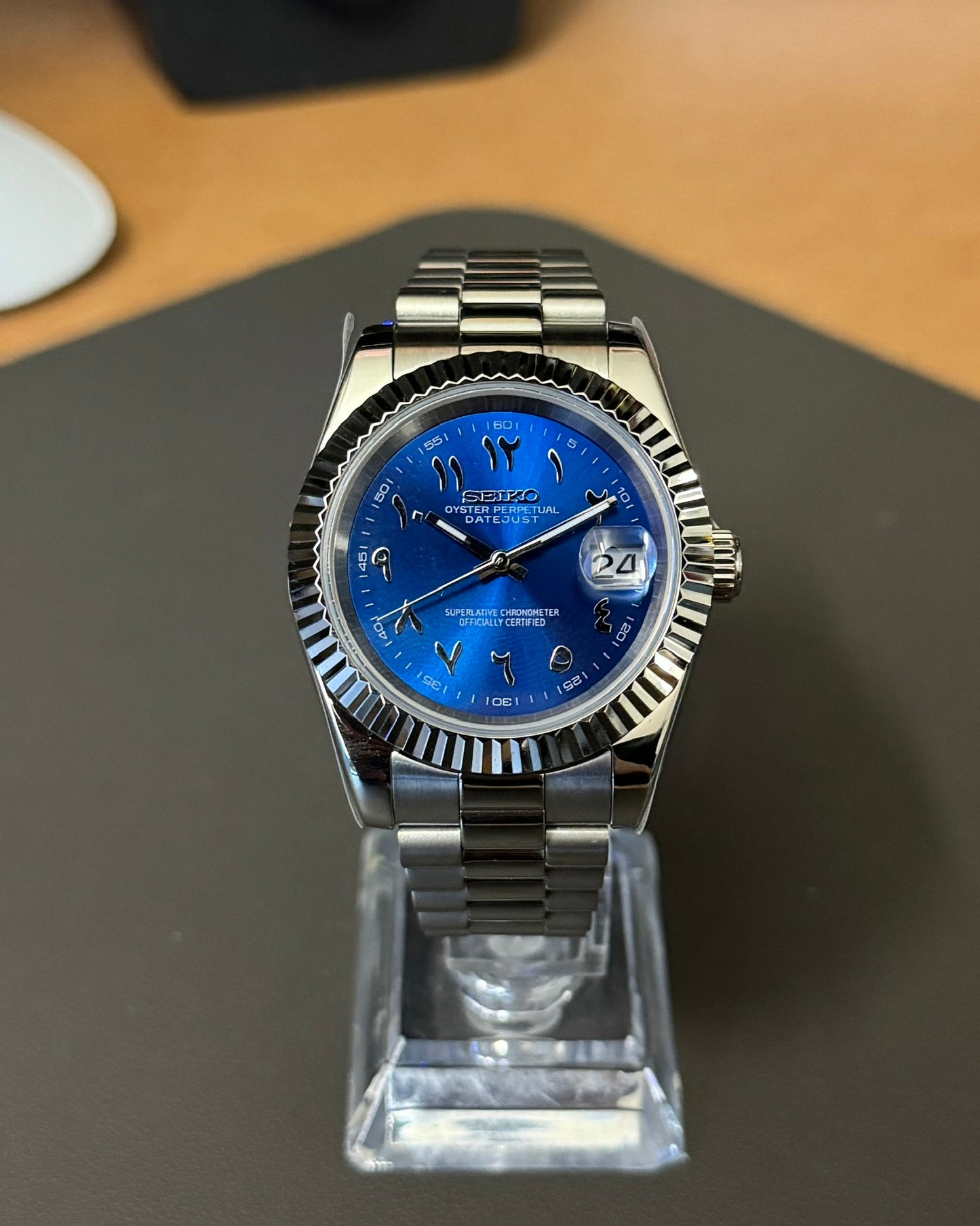DateJust: Stainless Steel Blue Dial Arabic Markers w/ Presidential Bracelet