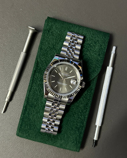 Seiko Mod Datejust: Stainless Steel Grey dial stick markers w/ jubilee Bracelet