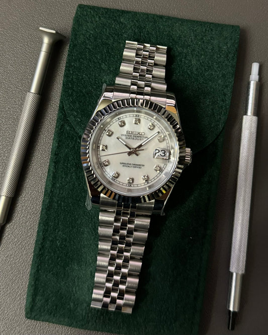 DateJust: Stainless Steel Mother of Pearl Dial Gem Markers w/ Jubilee Bracelet