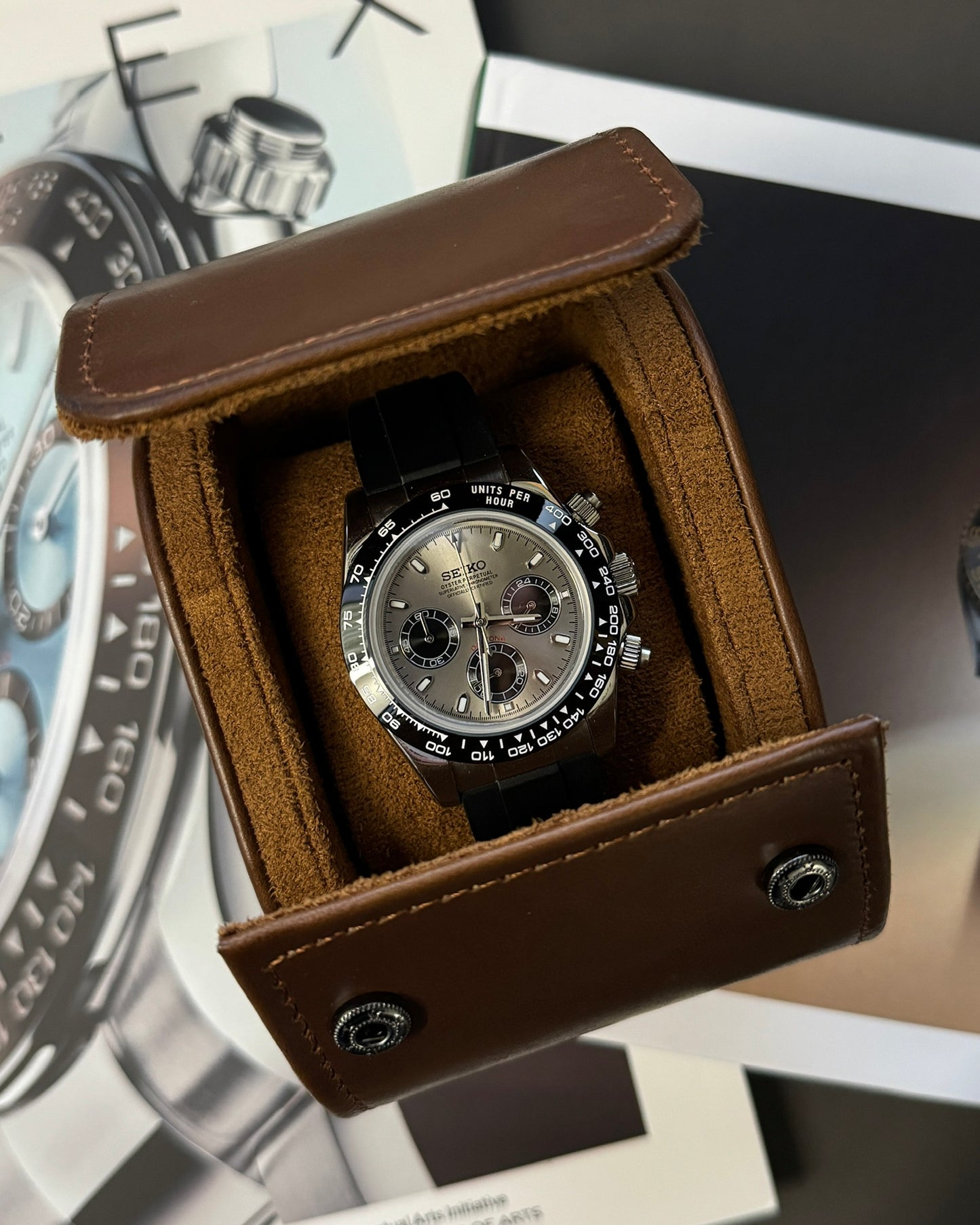 Chronograph: Stainless Steel with Grey Dial on Rubber Strap