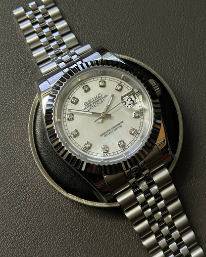 DateJust: Stainless Steel Mother of Pearl Dial Gem Markers w/ Jubilee Bracelet