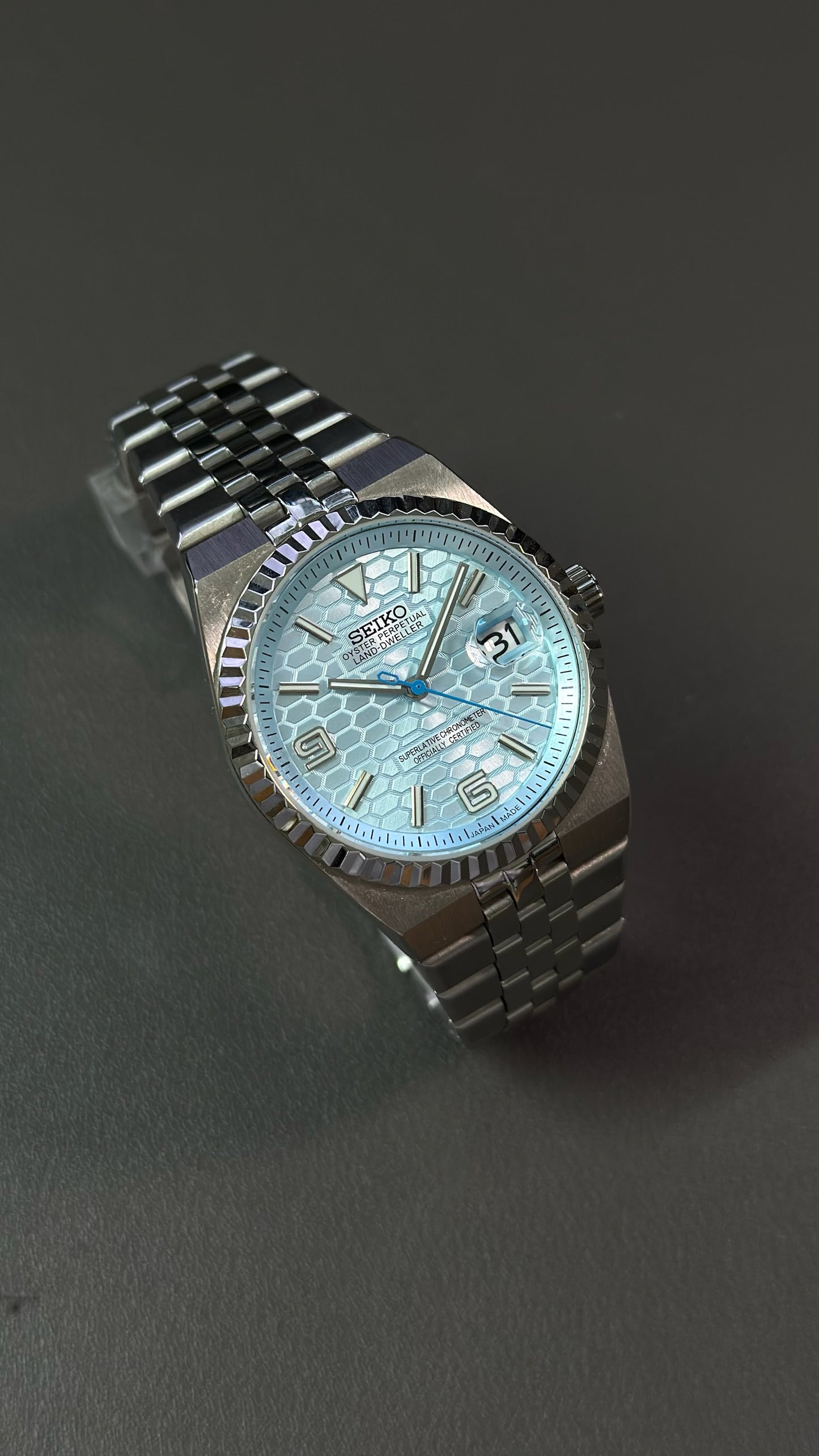 Land-Dweller: Stainless Steel Ice Blue Dial