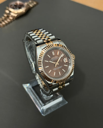 DateJust: Two Tone Rose Gold Chocolate Dial Stick Markers w/ Jubilee Bracelet