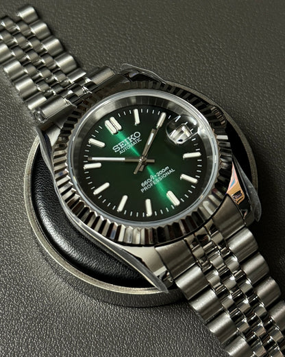 DateJust: Stainless Steel Gradient Green Dial Stick Markers w/ Jubilee Bracelet