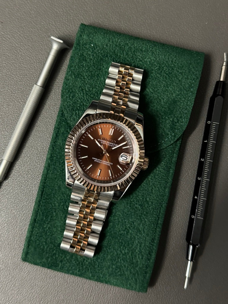 DateJust: Two Tone Rose Gold Chocolate Dial Stick Markers w/ Jubilee Bracelet