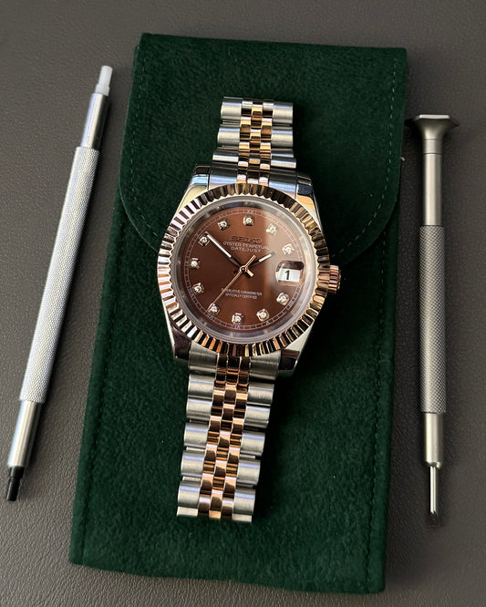DateJust: Two Tone Rose Gold Chocolate Dial Gem Markers w/ Jubilee Bracelet