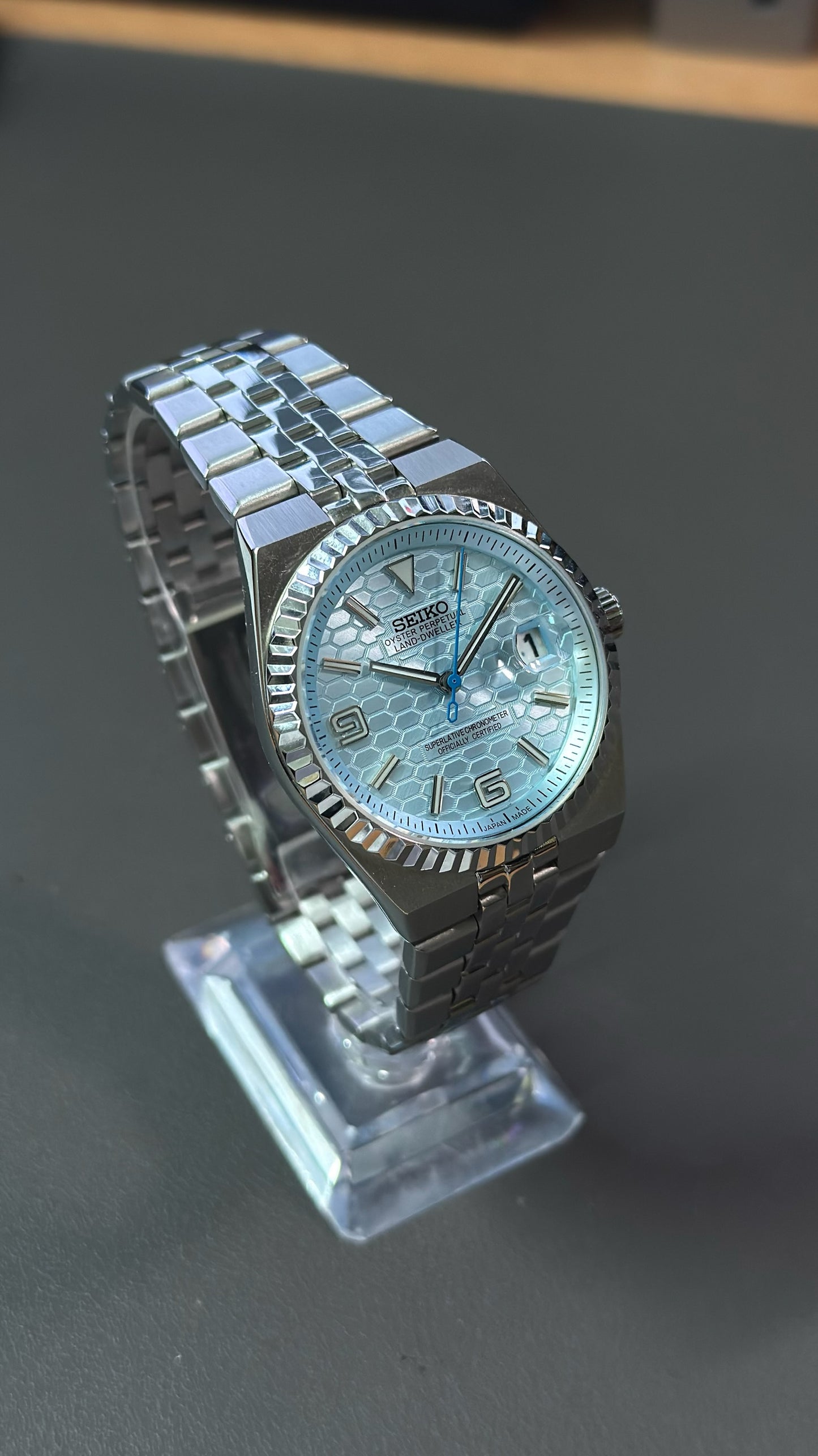 Land-Dweller: Stainless Steel Ice Blue Dial