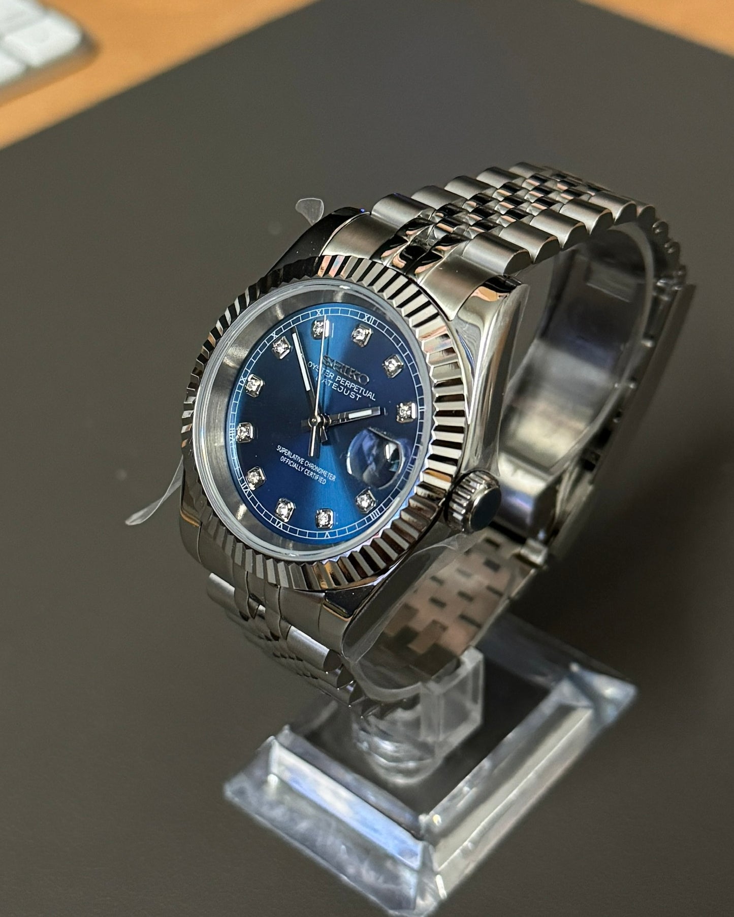 DateJust: Stainless Steel Blue Dial Gem Markers w/ Jubilee Bracelet