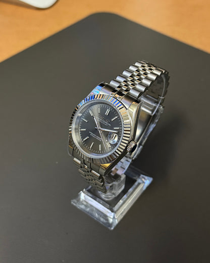Seiko Mod Datejust: Stainless Steel Grey dial stick markers w/ jubilee Bracelet