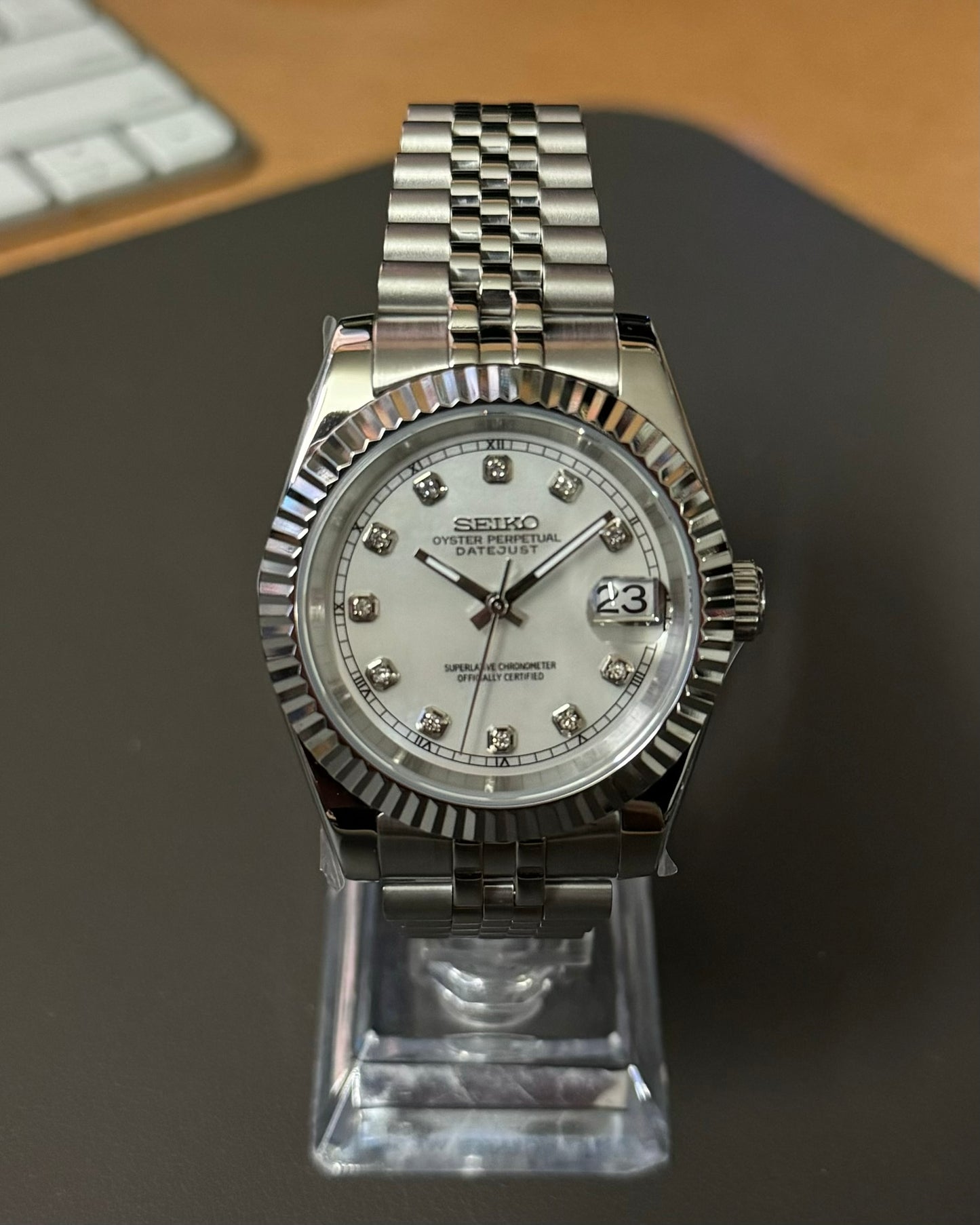DateJust: Stainless Steel Mother of Pearl Dial Gem Markers w/ Jubilee Bracelet