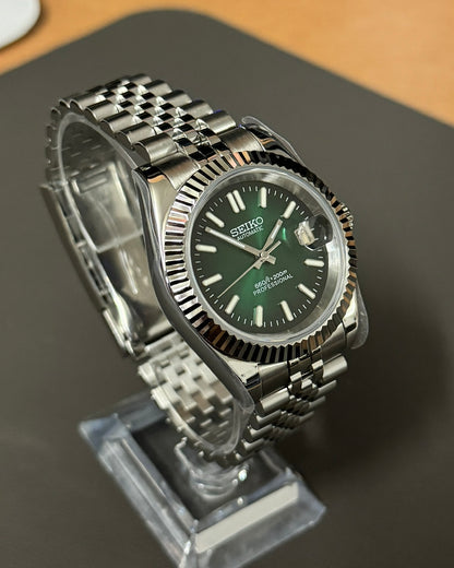 DateJust: Stainless Steel Gradient Green Dial Stick Markers w/ Jubilee Bracelet