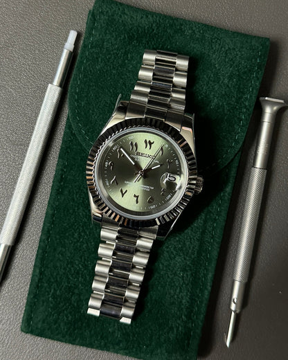 DateJust: Stainless Steel Olive Green Dial Arabic Markers w/ Presidential Bracelet