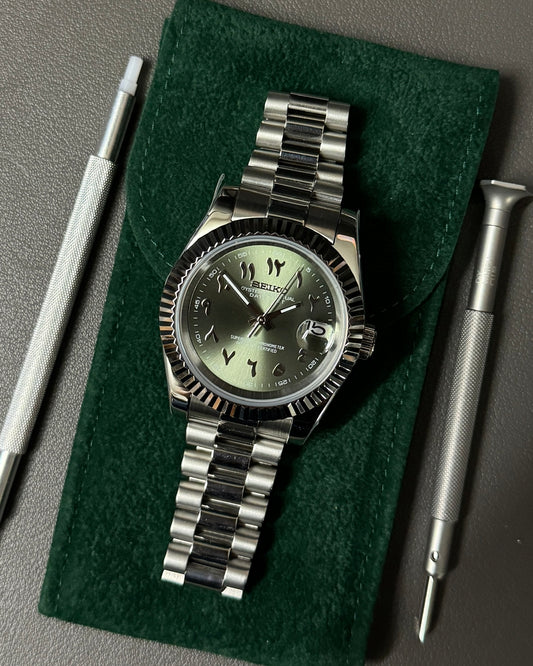 DateJust: Stainless Steel Olive Green Dial Arabic Markers w/ Presidential Bracelet