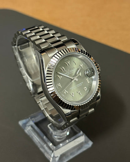 DateJust: Stainless Steel Olive Green Dial Arabic Markers w/ Presidential Bracelet