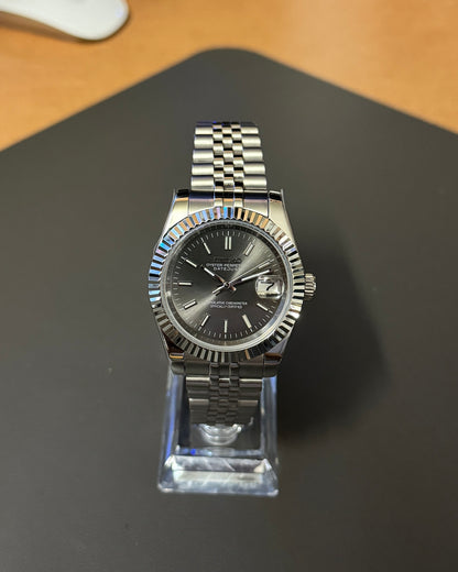Seiko Mod Datejust: Stainless Steel Grey dial stick markers w/ jubilee Bracelet