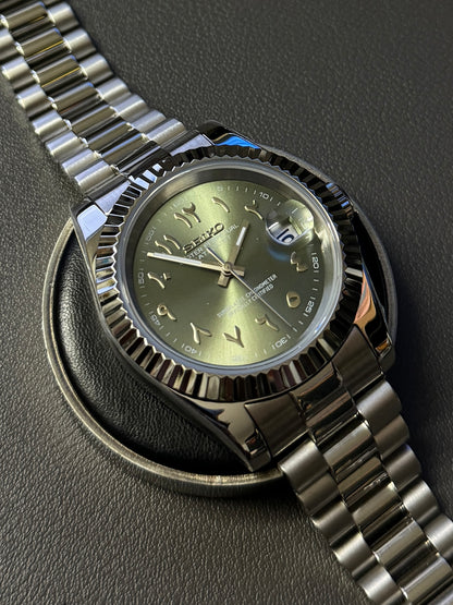 DateJust: Stainless Steel Olive Green Dial Arabic Markers w/ Presidential Bracelet