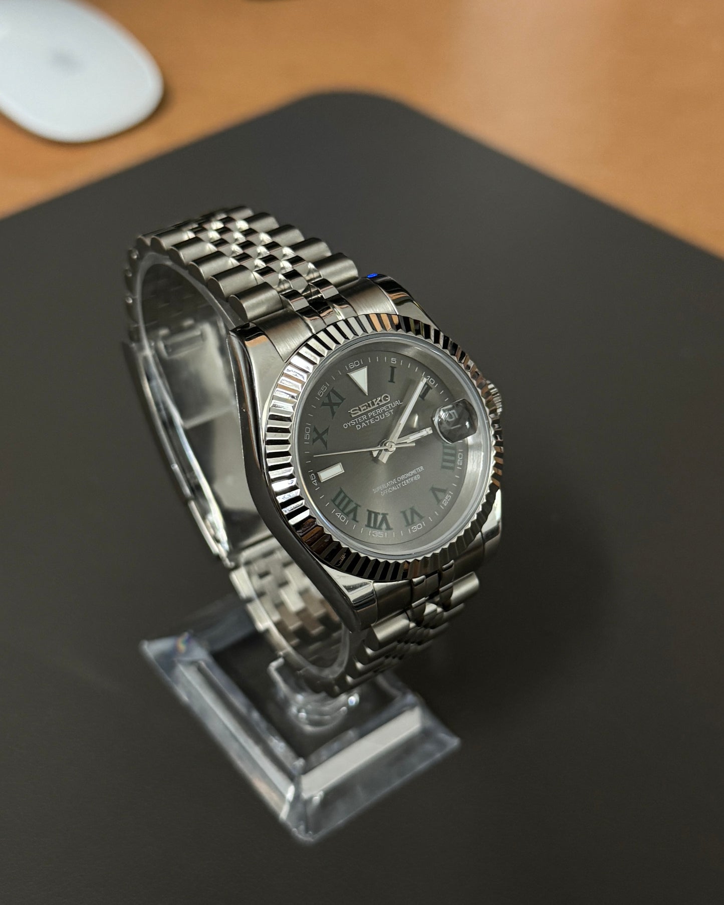 Seiko Mod Datejust: Stainless Steel Wimbledon Dial w/ jubilee Bracelet