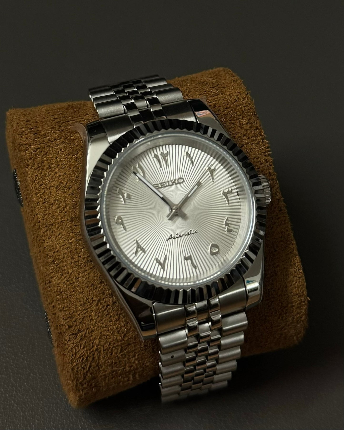 DateJust: Stainless Steel Guilloche White Dial Arabic Markers w/ Jubilee Bracelet