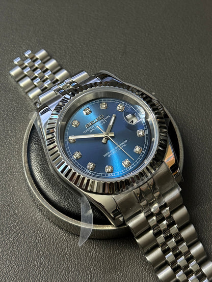 DateJust: Stainless Steel Blue Dial Gem Markers w/ Jubilee Bracelet