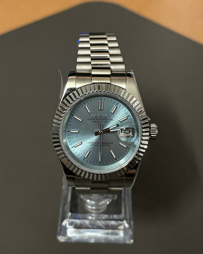 DateJust: Stainless Steel Ice Blue Dial Stick Markers w/ Presidential Bracelet