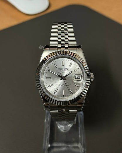 DateJust: Stainless Steel Sunburst White Dial Stick Markers w/ Jubilee Bracelet