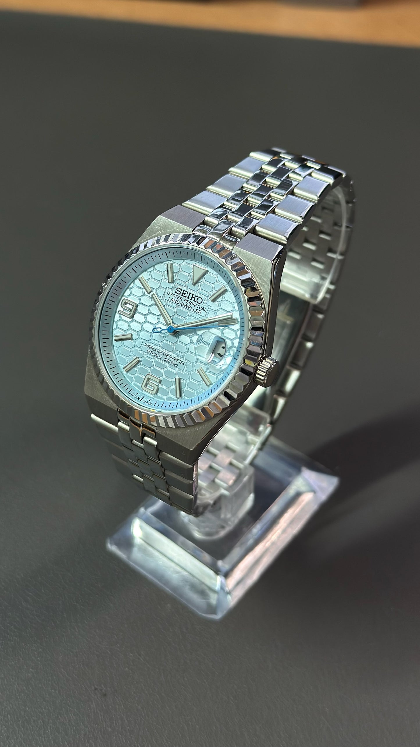 Land-Dweller: Stainless Steel Ice Blue Dial