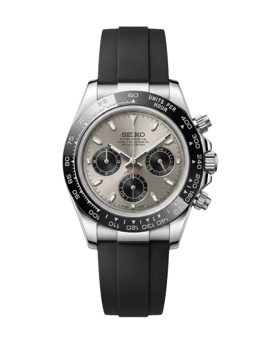 Chronograph: Stainless Steel with Grey Dial on Rubber Strap