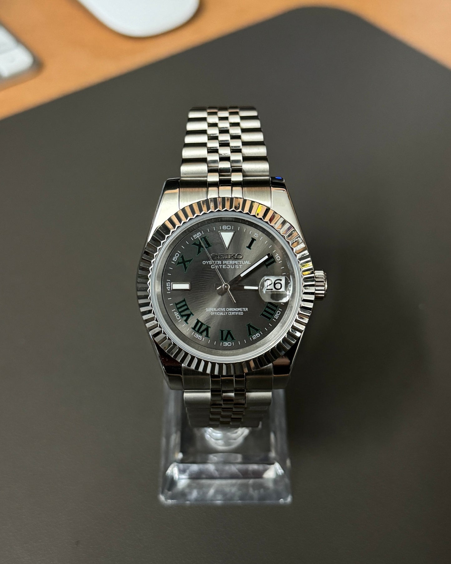 Seiko Mod Datejust: Stainless Steel Wimbledon Dial w/ jubilee Bracelet