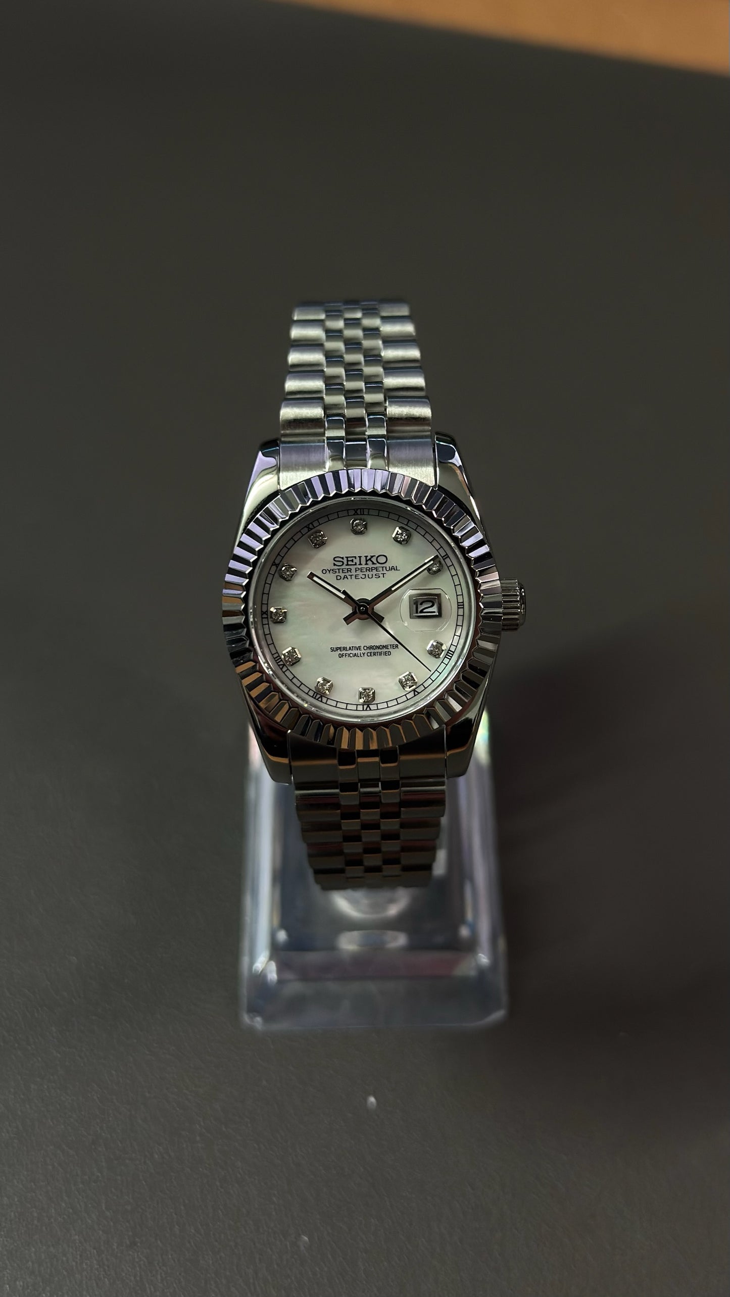 Lady DateJust: Stainless Steel Mother of Pearl Dial Gem Markers w/ Jubilee Bracelet