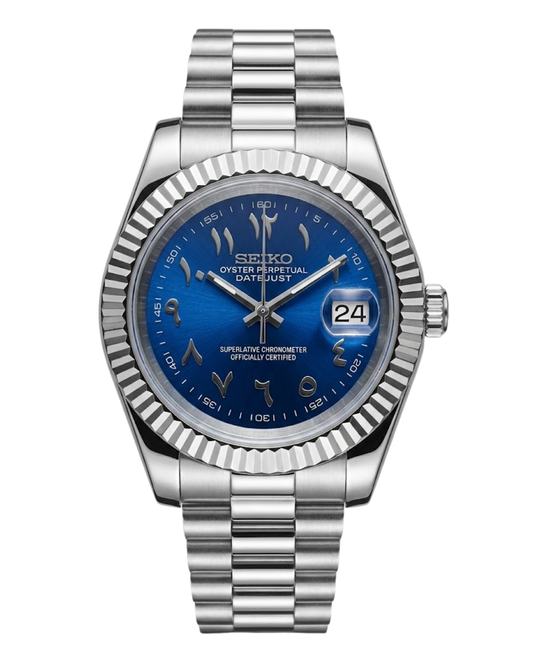 DateJust: Stainless Steel Blue Dial Arabic Markers w/ Presidential Bracelet
