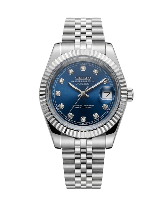 DateJust: Stainless Steel Blue Dial Gem Markers w/ Jubilee Bracelet