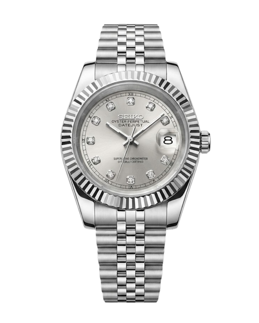 DateJust: Stainless Steel Grey Dial Gem Markers w/ Jubilee Bracelet