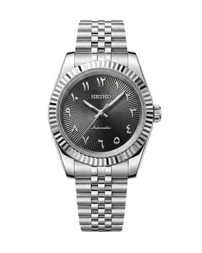 DateJust: Stainless Steel Guilloche Black Dial Arabic Marker w/ Jubilee Bracelet
