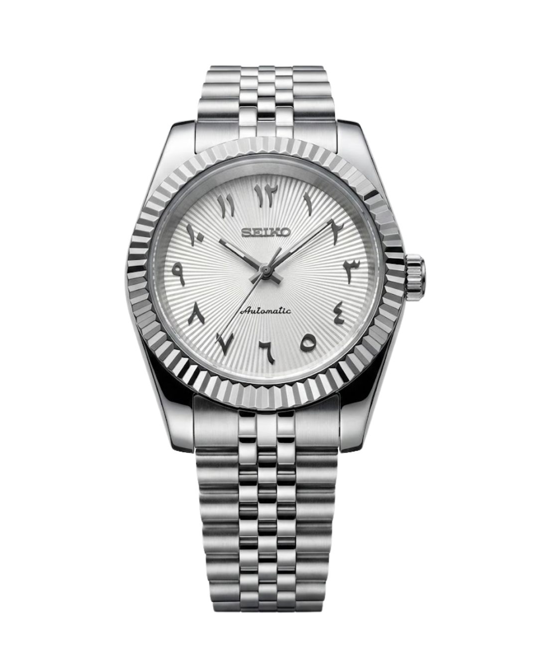 DateJust: Stainless Steel Guilloche White Dial Arabic Markers w/ Jubilee Bracelet