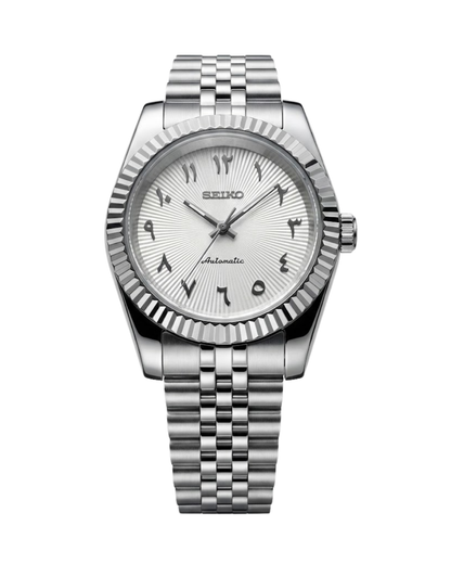 DateJust: Stainless Steel Guilloche White Dial Arabic Markers w/ Jubilee Bracelet