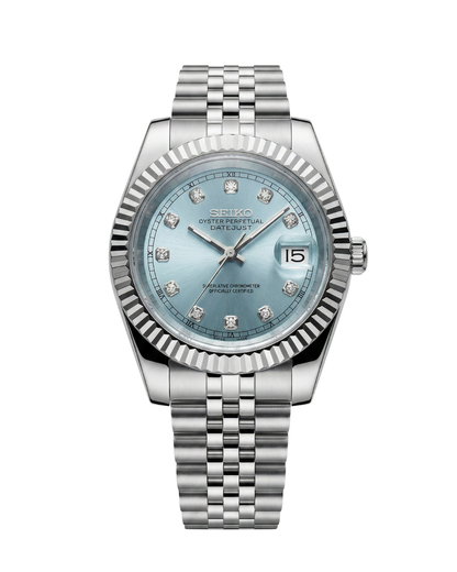 DateJust: Stainless Steel Ice Blue Dial Gem Markers w/ Jubilee Bracelet