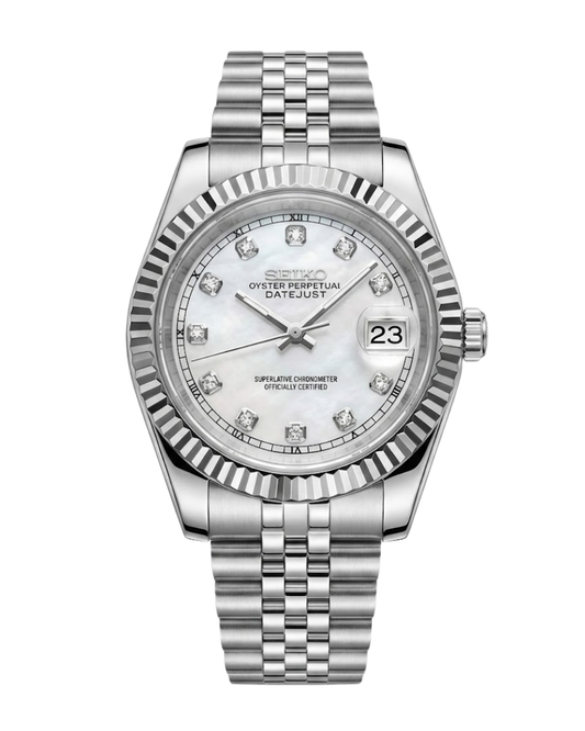 DateJust: Stainless Steel Mother of Pearl Dial Gem Markers w/ Jubilee Bracelet