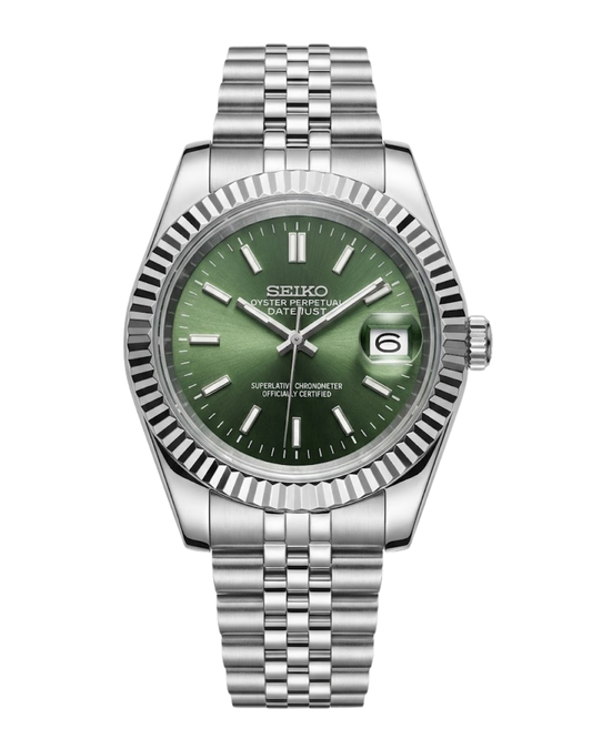 DateJust: Stainless Steel Olive Green Dial Stick Markers w/ Jubilee Bracelet