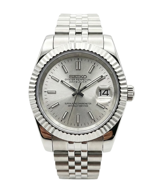 DateJust: Stainless Steel Sunburst White Dial Stick Markers w/ Jubilee Bracelet