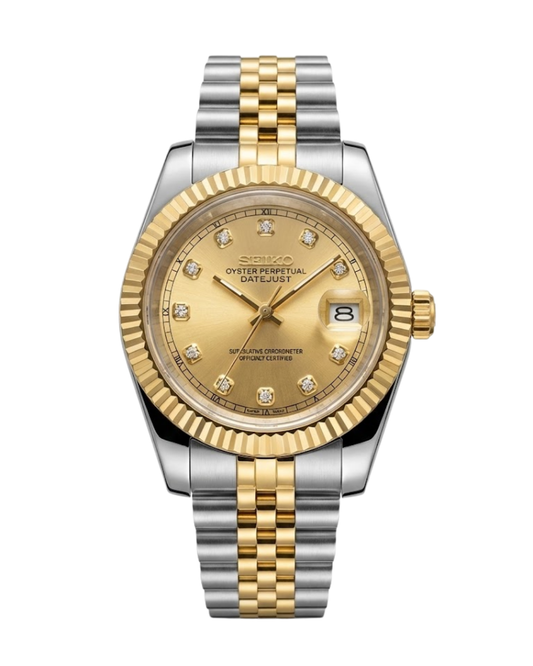 DateJust: Two Tone Champagne Gem Marker Dial on Jubilee Bracelet