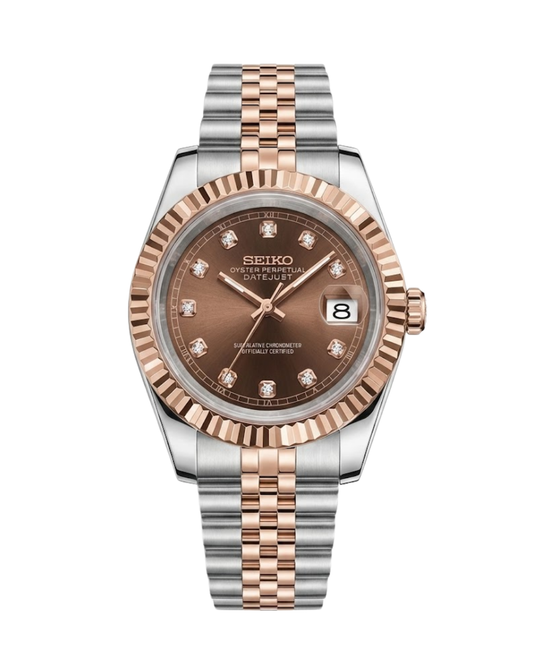 DateJust: Two Tone Rose Gold Chocolate Dial Gem Markers w/ Jubilee Bracelet