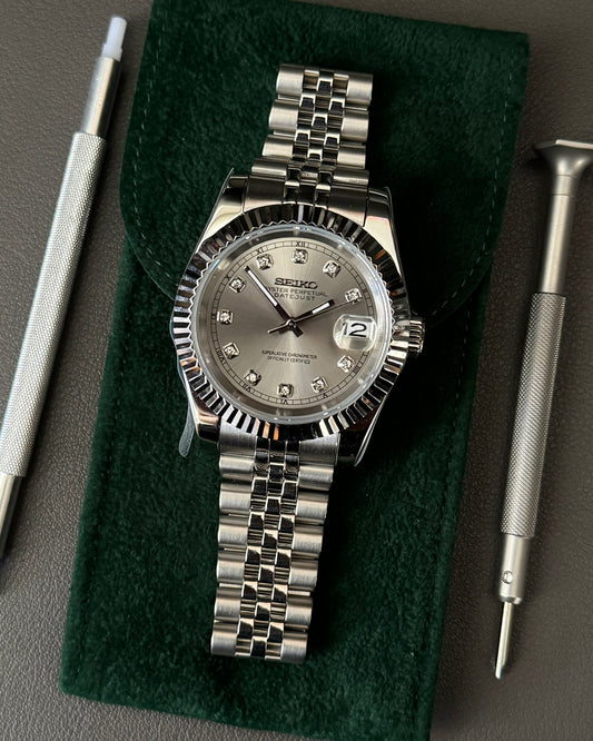 DateJust: Stainless Steel Grey Dial Gem Markers w/ Jubilee Bracelet